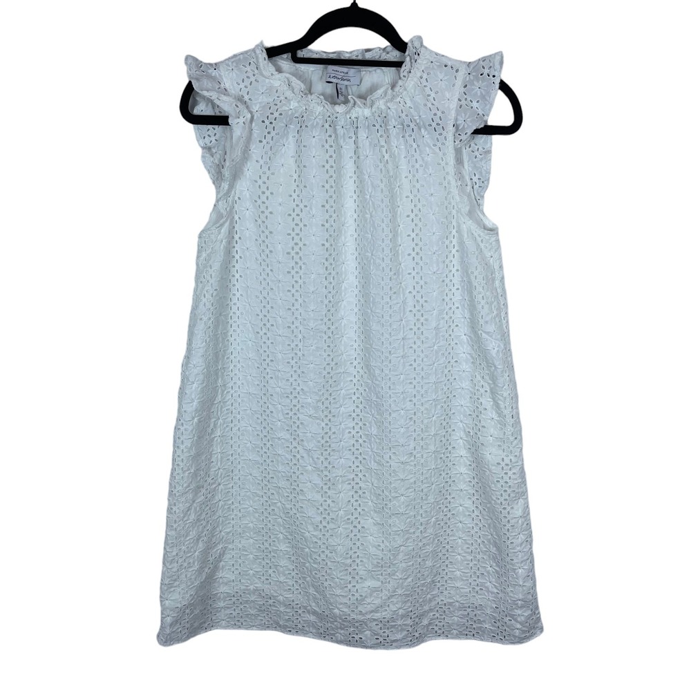 & Other Stories Dress Size 4 White Eyelet Cap Flutter Sleeve Eyelet Lined Bridal